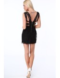 Dress with elastic bands on the sides, black ZZ304 - Online store - Boutique